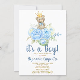 Nalle Baby Shower Boy-inbjudan Inbjudningar