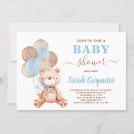 Nalle Baby Shower Boy-inbjudan Inbjudningar