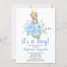 Nalle Baby Shower Boy-inbjudan