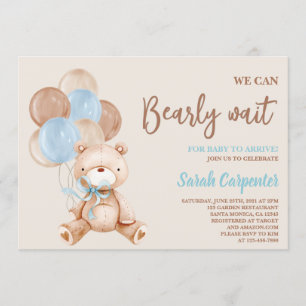 Nalle Baby Shower Boy Inbjudningar