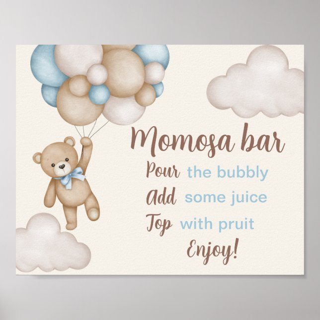 Nalle Baby Shower Boy Mamma osa-tecken Poster (Framsidan)