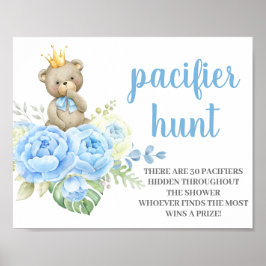 Nalle Baby Shower Boy Nappar Hunt Poster