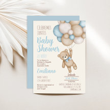 Nalle Baby Shower Boy Spain-inbjudan