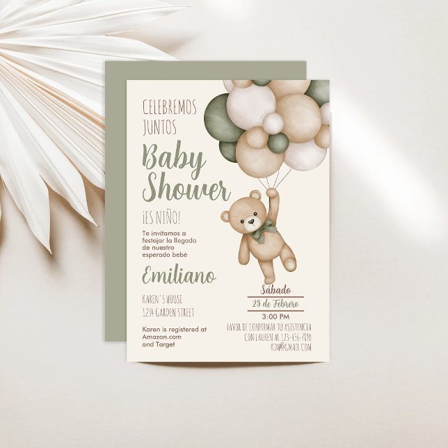 Nalle Baby Shower Boy Spain-inbjudan Inbjudningar (Skapare uppladdad)