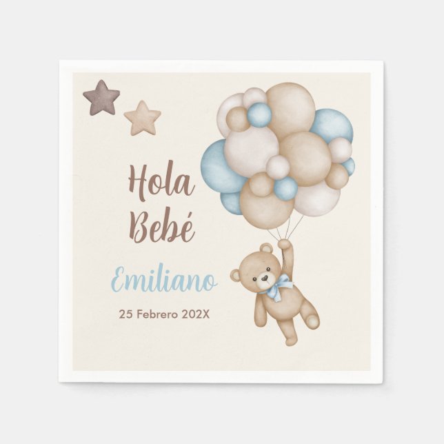 Nalle Baby Shower Boy Spain Pappersservett (Framsidan)