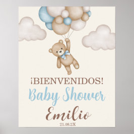 Nalle Baby Shower Boy Spansk välkomstskylt Poster