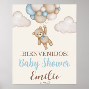 Nalle Baby Shower Boy Spansk välkomstskylt Poster