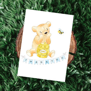 Nalle Baby Shower Boy Tack Anteckningskort