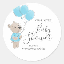 Nalle Baby Shower Boy Tack Runt Klistermärke