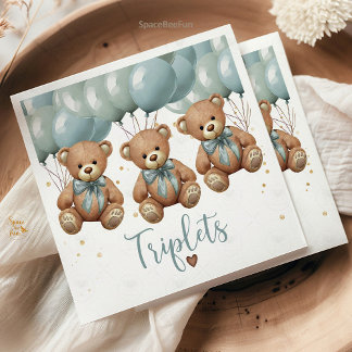 Nalle Baby Shower, det är TRIPLETS Pappersservett