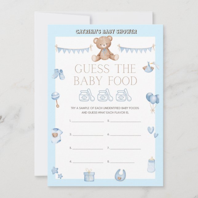 Nalle Baby Shower - Editable Namn, 5x7 storlek I Inbjudningar (Framsida)