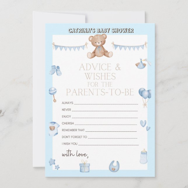 Nalle Baby Shower - Editable Namn, 5x7 storlek I Inbjudningar (Framsida)