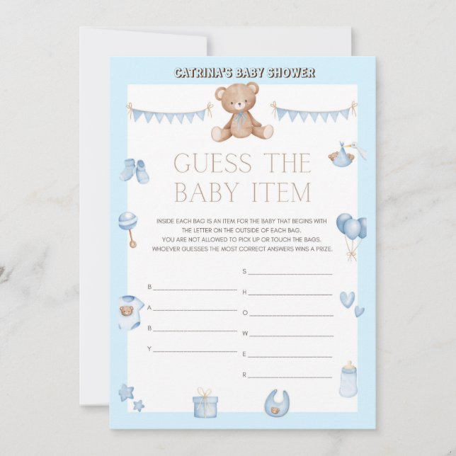 Nalle Baby Shower - Editable Namn, 5x7 storlek I Inbjudningar (Framsida)