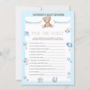 Nalle Baby Shower - Editable Namn, 5x7 storlek I Inbjudningar