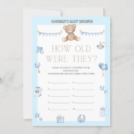Nalle Baby Shower - Editable Namn, 5x7 storlek Inbjudningar