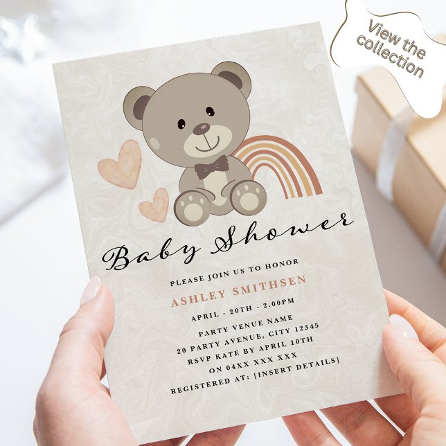 Nalle Baby Shower Gender Neutral Inbjudningar (Skapare uppladdad)