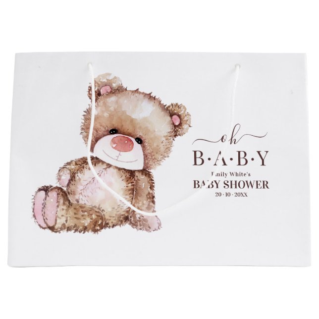 Nalle Baby Shower, Girl Rosa Bear Baby Shower (Framsidan)