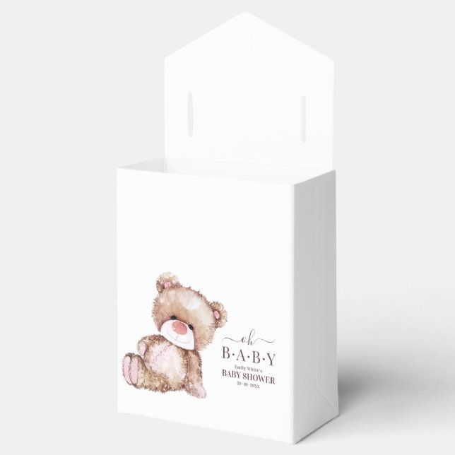 Nalle Baby Shower, Girl Rosa Bear Baby Shower Presentaskar (Öppnad)
