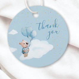 Nalle Baby Shower Guld Blue Tack Gåvor Etiketter