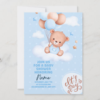 Nalle Baby Shower Inbjudan