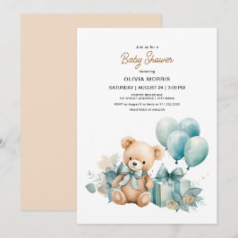 Nalle Baby Shower Inbjudningar