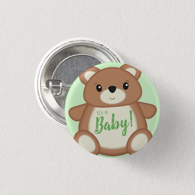 Nalle Baby Shower Knapp (Framsida & baksida)