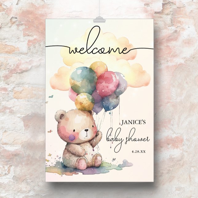 Nalle Baby Shower Large Welcome Poster (Skapare uppladdad)