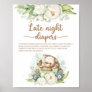 Nalle Baby Shower Late Late Night Diaper Poster