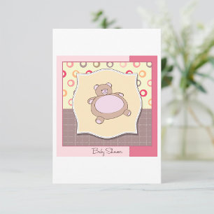 Nalle Baby Shower med Retro Circles Inbjudningar