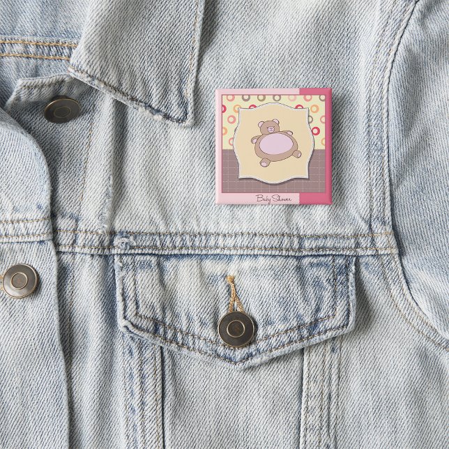 Nalle Baby Shower med Retro Circles Knapp (Skapare uppladdad)