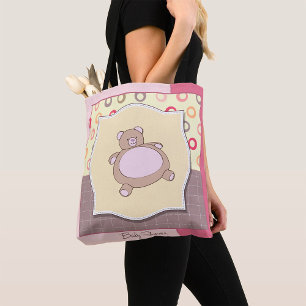 Nalle Baby Shower med Retro Circles Tygkasse