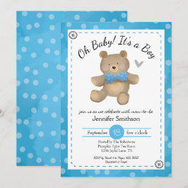 Nalle Baby Shower Oh Baby Inbjudningar