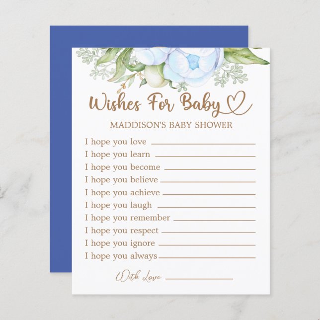 Nalle Baby Shower Önskemål för Baby (Fram/baksida)