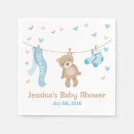 Nalle Baby Shower Pappersservett Boy Blue