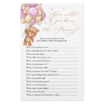 Nalle Baby Shower-spel som känner Mamma bäst