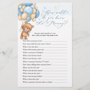 Nalle Baby Shower-spel som känner Mamma bäst