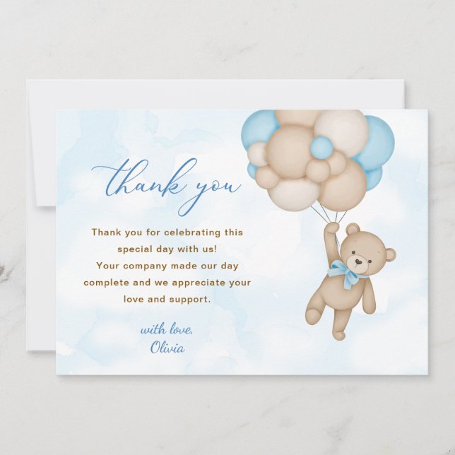 Nalle Baby Shower Tack Kort (Framsida)