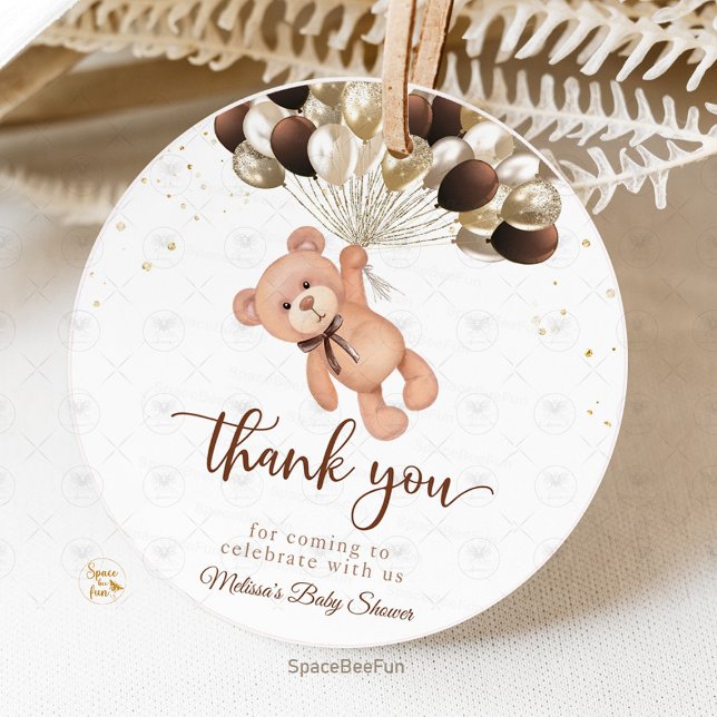 Nalle Baby Shower Vi kan knappt vänta Gåvor Etiketter (Teddy Bear Baby Shower We can barely wait Classic Round Sticker Teddy Bear Baby Shower We can barely)