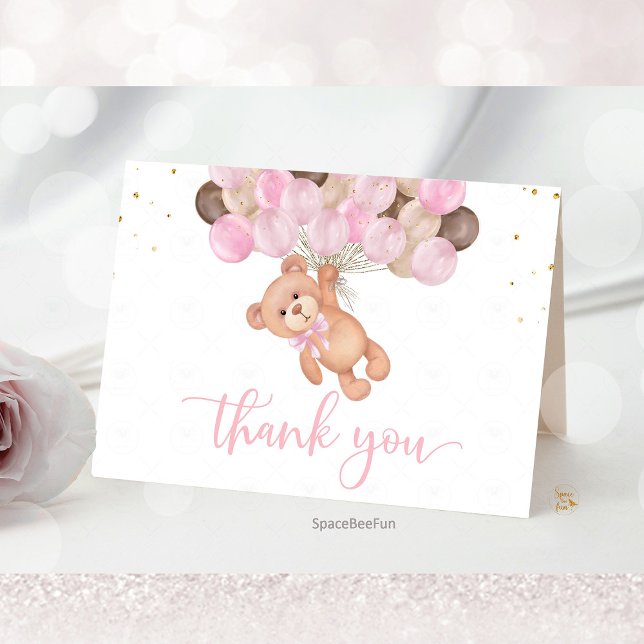 Nalle Baby Shower Vi kan knappt vänta Tack Kort (Teddy Bear Baby Shower Thank You Card, We Can Barely Wait Thank You, Baby Shower Thank You Card, Bea)