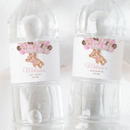 Nalle Baby Shower Vi kan knappt vänta Vattenflaskor Etikett