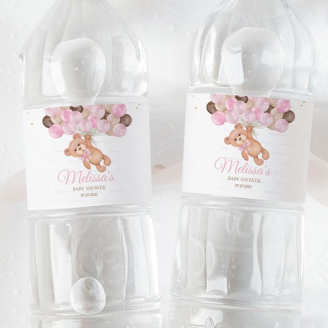 Nalle Baby Shower Vi kan knappt vänta Vattenflaskor Etikett (Teddy Bear Baby Shower Water Bottle Label, We Can Barely Wait Bottle Label, Baby Shower Bottle Wraps)