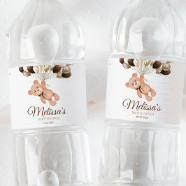 Nalle Baby Shower Vi kan knappt vänta Vattenflaskor Etikett