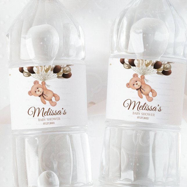 Nalle Baby Shower Vi kan knappt vänta Vattenflaskor Etikett (Teddy Bear Baby Shower Water Bottle Label, We Can Barely Wait Bottle Label, Baby Shower Bottle Wraps)