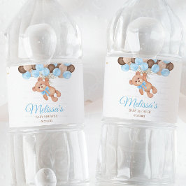 Nalle Baby Shower Vi kan knappt vänta Vattenflaskor Etikett