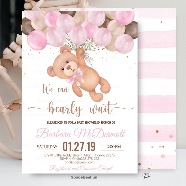 Nalle Baby Shower Vi kan vänta tidigt Inbjudningar (Teddy Bear Baby Shower, We Can Bearly Wait Baby Shower, Baby Shower Theme, Gender Neutral Baby Showe)