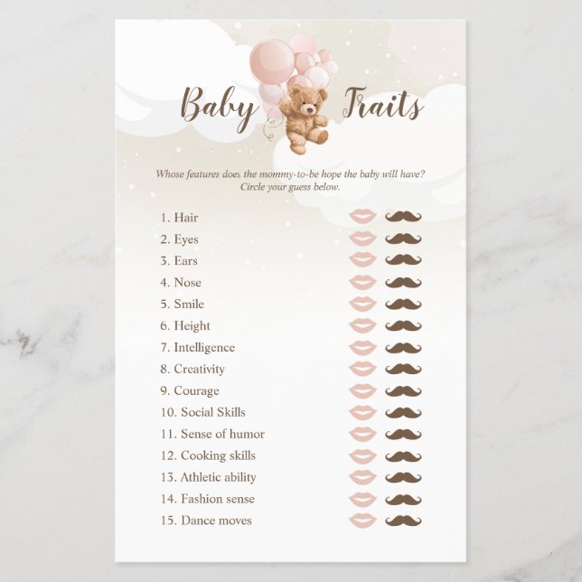 Nalle Baby Traits Game Flyer (Framsidan)