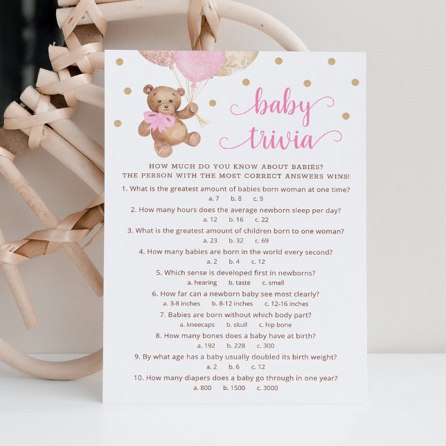 Nalle Baby Trivia Baby Shower Game Card Inbjudningar (Skapare uppladdad)