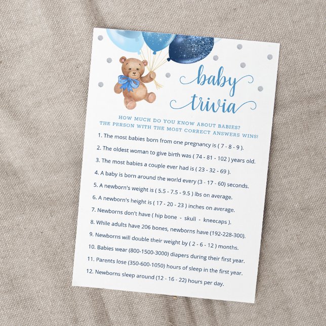 Nalle Baby Trivia Baby Shower Game Card Inbjudningar (Skapare uppladdad)
