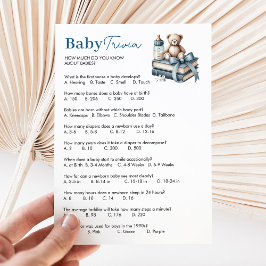 Nalle Baby Trivia Boy Shower Game Card Inbjudningar