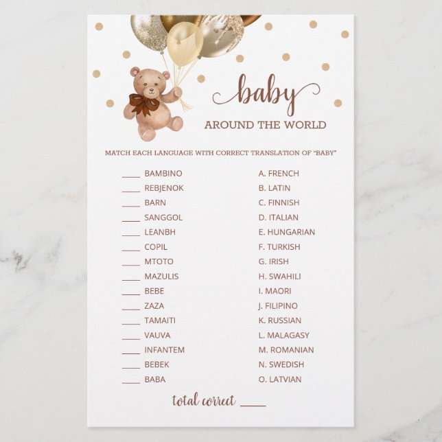 Nalle Baby Värld runt Game (Framsida)